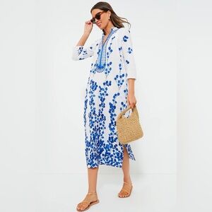 Ro’s Garden for Tuckernuck- Exclusive Leaf Blue Clorinda Long Kaftan